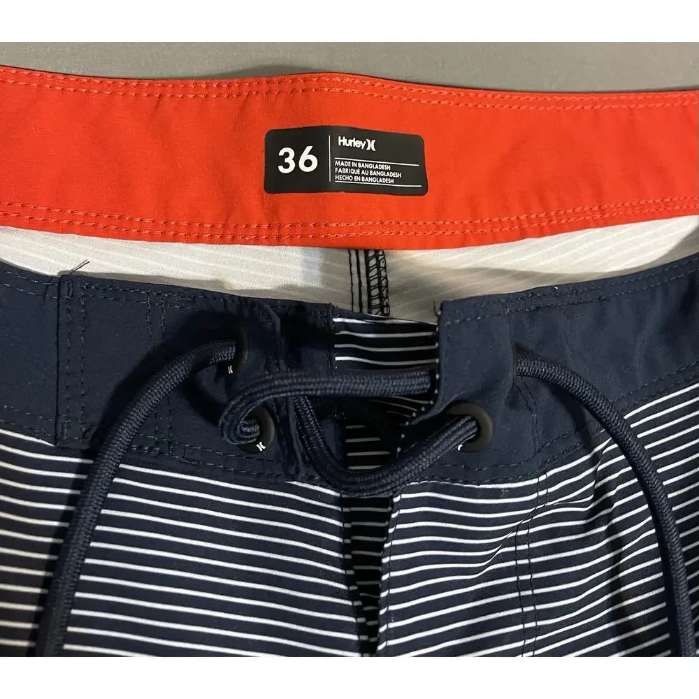 Hurley Board Shorts Mens 36 Navy Stars Stripes Swim Trunks Excellent Cond